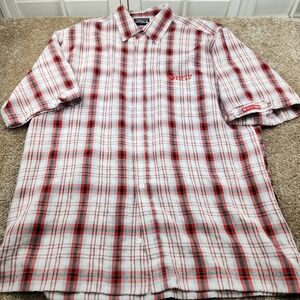 Preppy Casual South Pole Button Down Shirt Mens SIZE LARGE Red Plaid